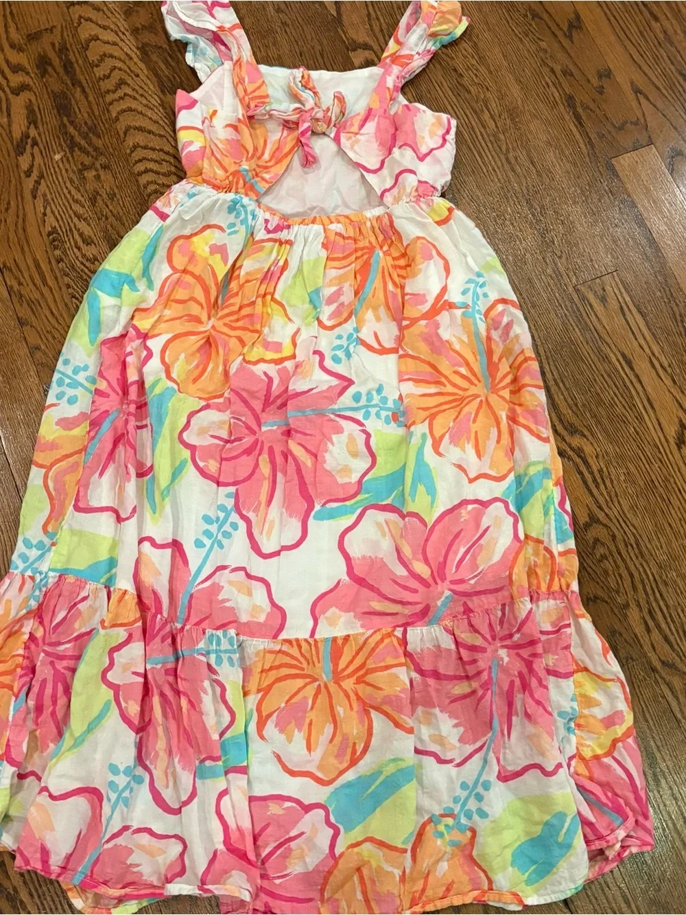 Girls' Cat & Jack Floral Maxi Sundress - Pink & Orange Tropical Print